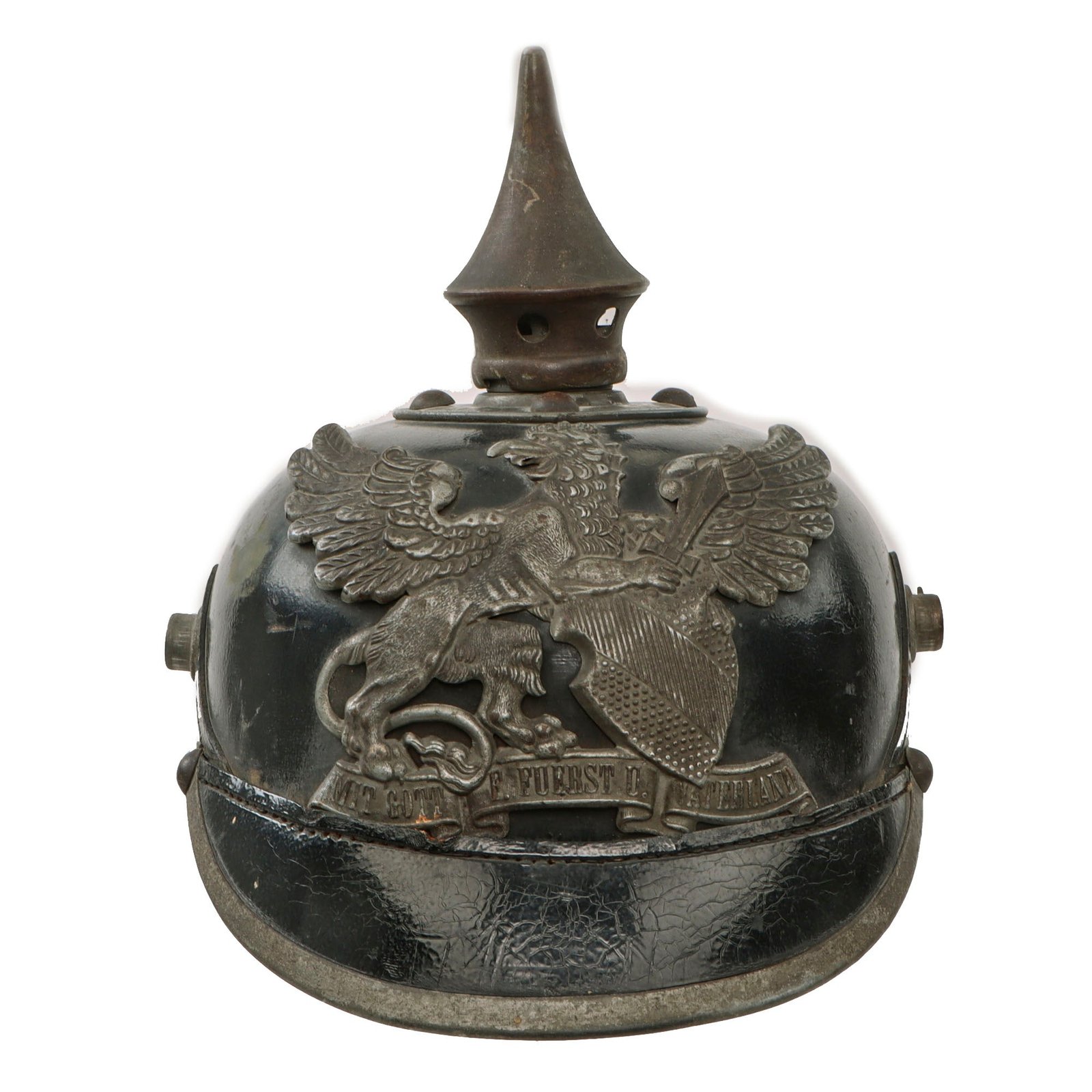 Original Imperial German WWI Grand Duchy of Baden M1915 Infantry EM/NCO Pickelhaube Helmet with Loose Visors - No Cockades or Chinstrap