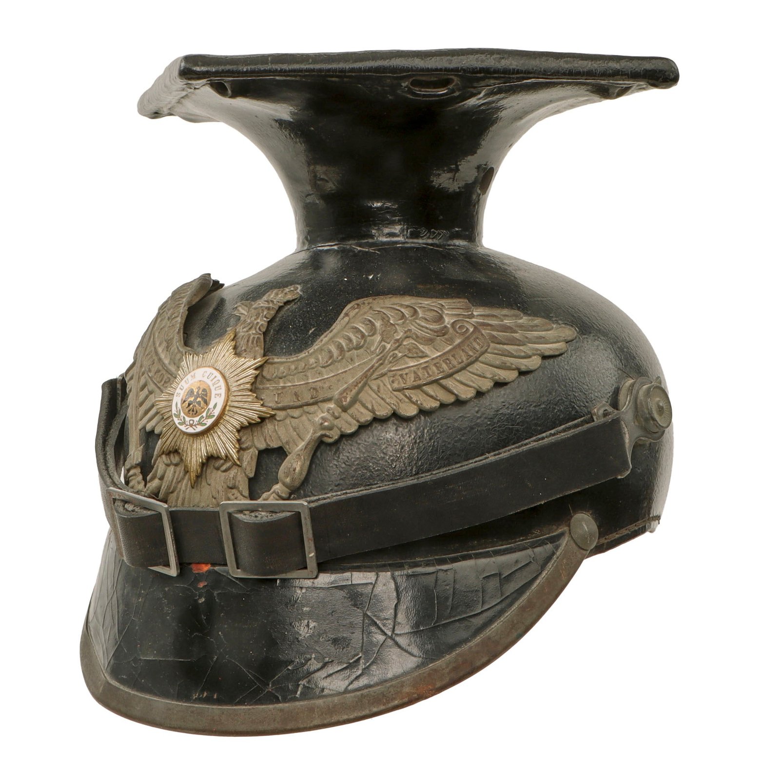 Original Imperial German WWI Prussian M1915 Other Ranks Garde Ulanen Tschapka with Reproduction Chinstrap, Wappen Star & Cockade