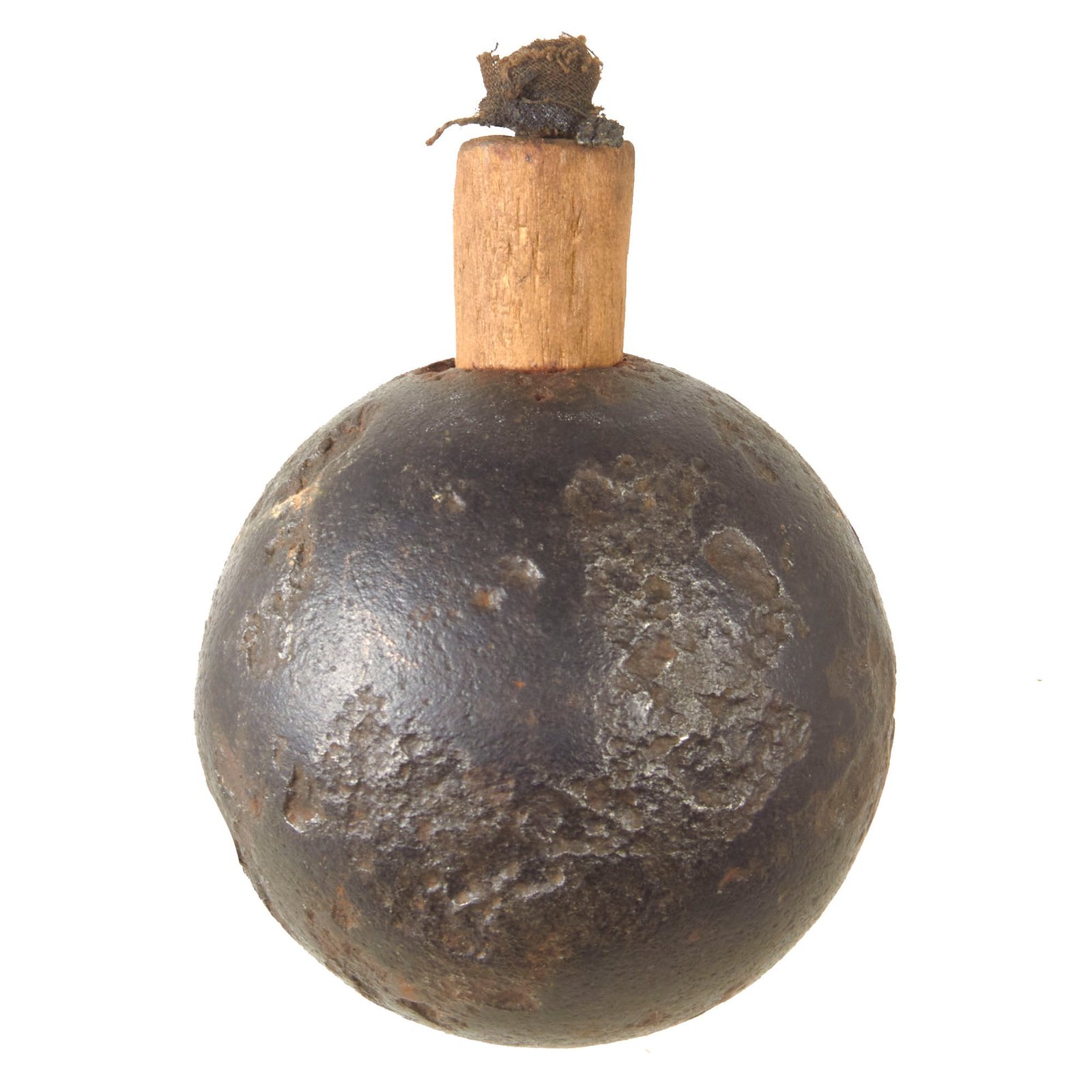 Original French WWI Model 1914 Bracelet Ball Hand Grenade with Loose Wooden Fuze - Inert