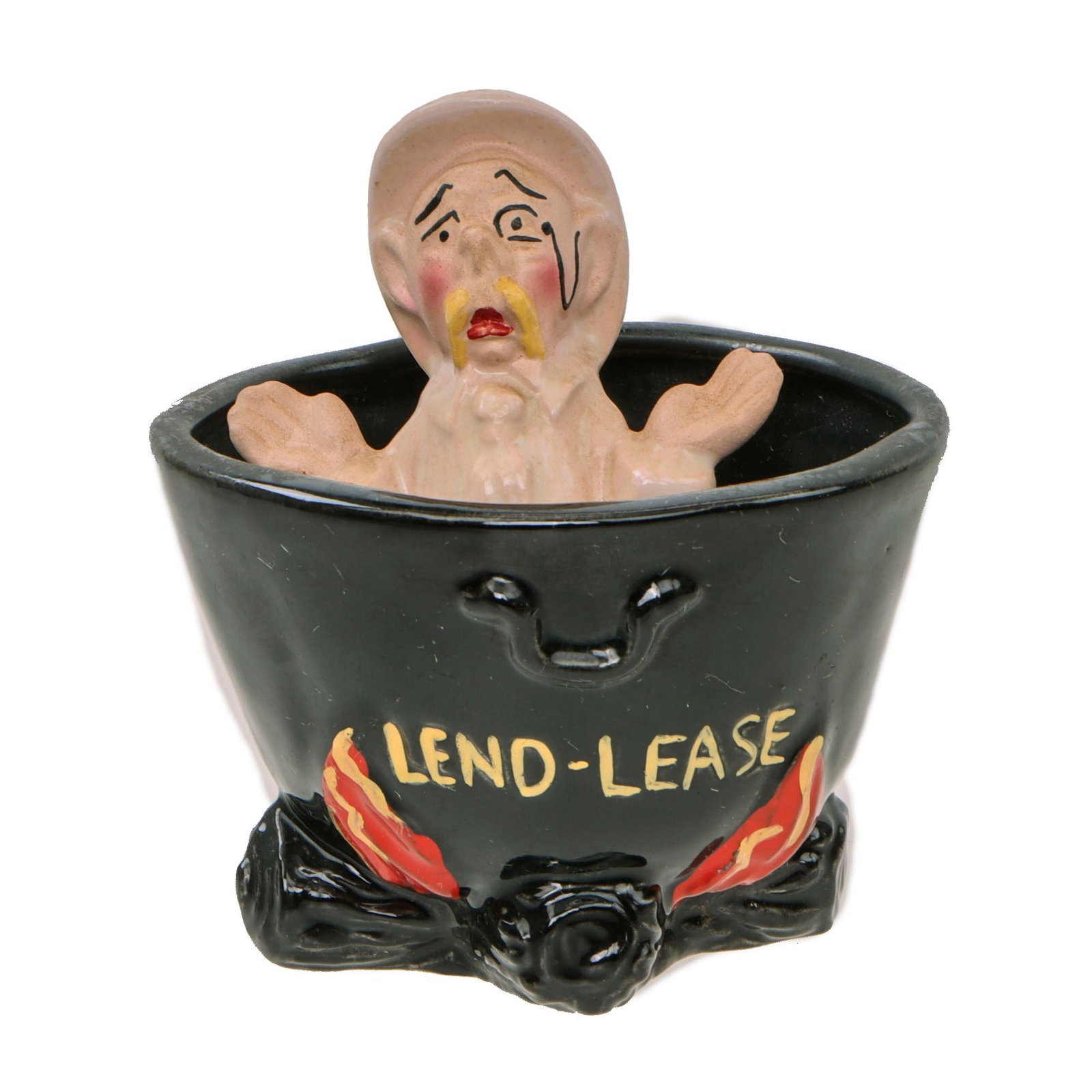 Original U.S. WWII Pre-Entry Homefront Lend-Lease Pro-Isolationist Taxpayer Stewpot Ceramic Cup