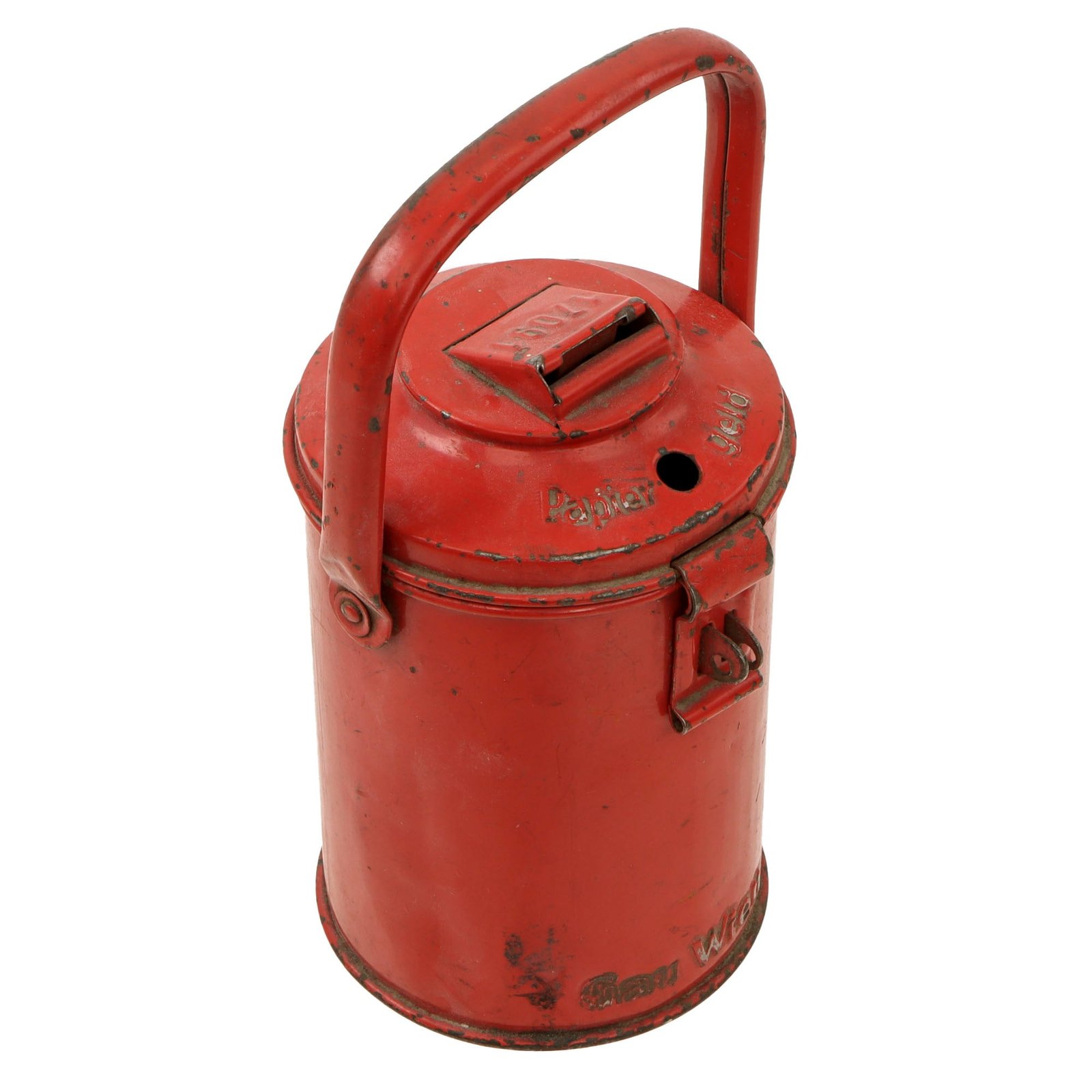 Original German WWII WHW Gau Wien Donation Can by Westermann & Co Neheim-Ruhr with Top Handle