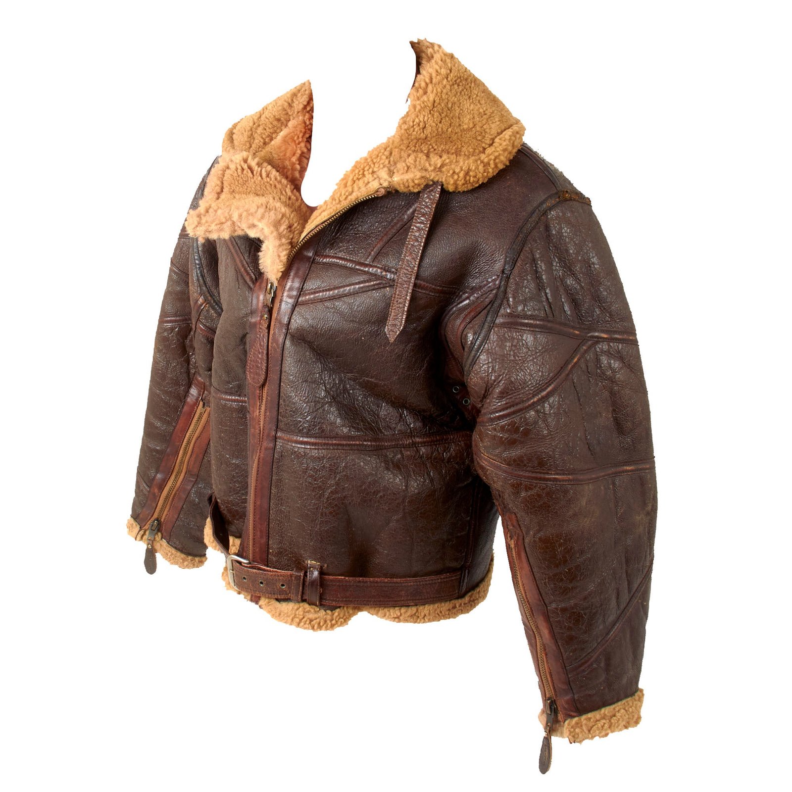 Original British WWII Irvin Sheepskin Flying Jacket With Air Ministry “AM” Marked Cuff Zippers