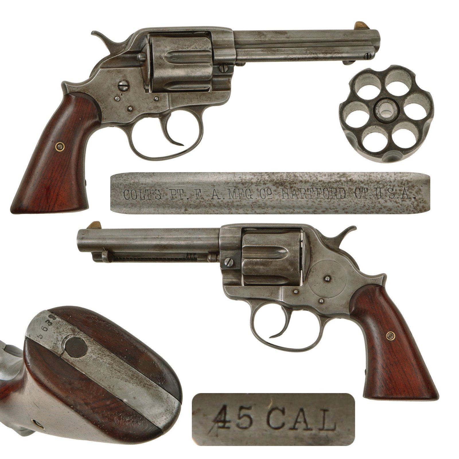 Original U.S. Colt Model 1878 "Frontier" .45cal Revolver Made in 1881 with 5" Barrel and Modified Grip - Serial 5639
