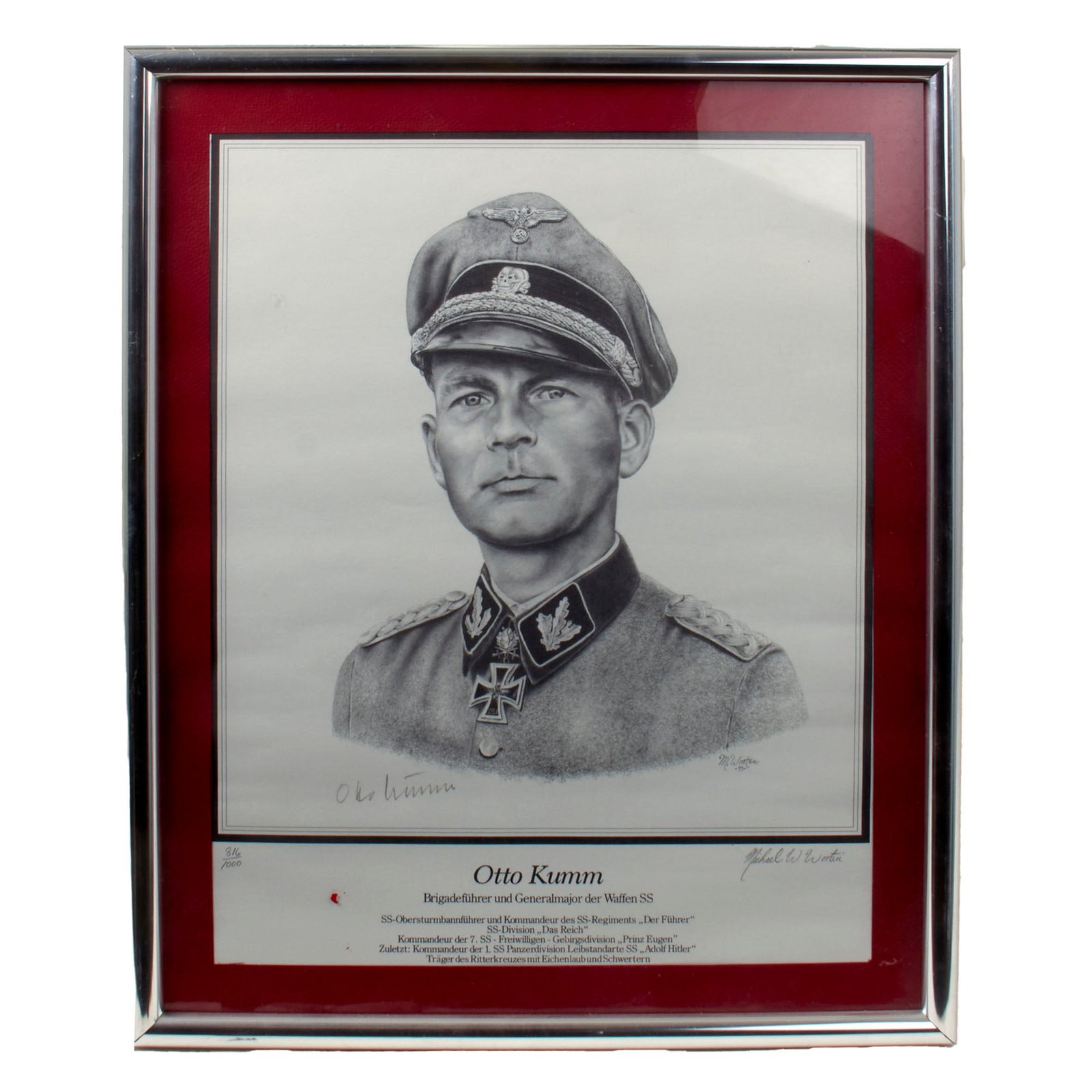 Original Signed Limited Edition Print: Framed Otto Kumm by Michael Wooten Signed by Otto Kumm - 16 ½ x 20 ½” - 816/1000