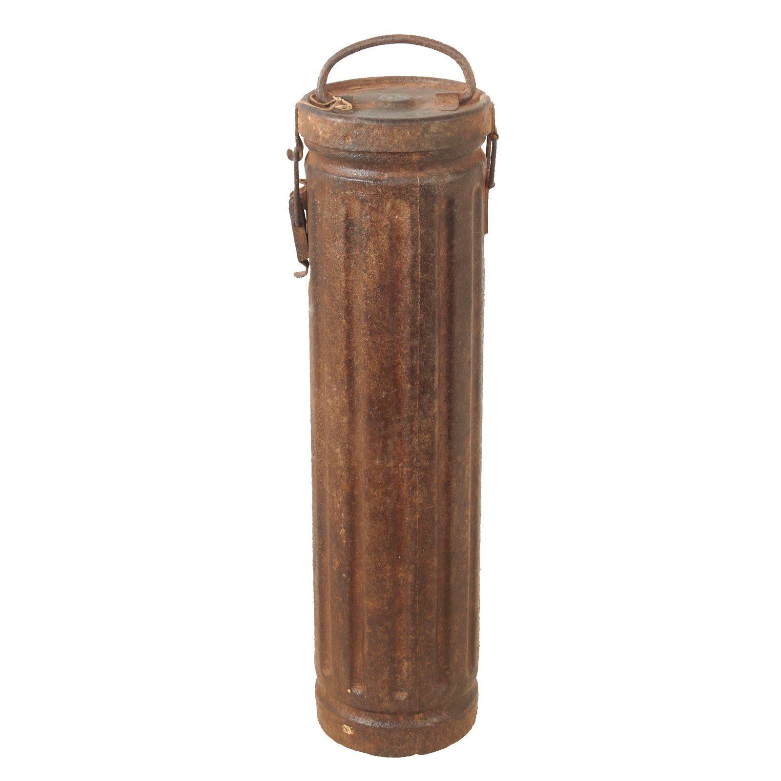 Original German WWII 10.5 cm leFH 18 Artillery Shell Transit Canister Found in Bastogne with Provenance COA Letter