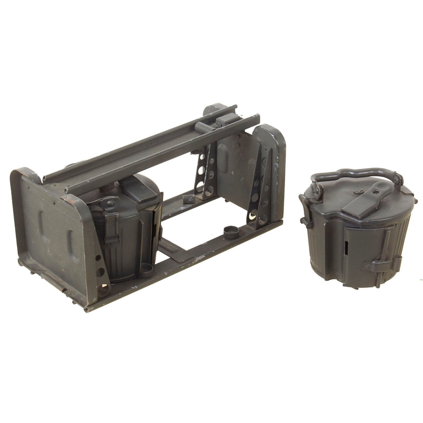 Original German WWII MG 34 / 42 Basket Belt Carriers in 1943 Dated Transport Frame - All Maker Marked