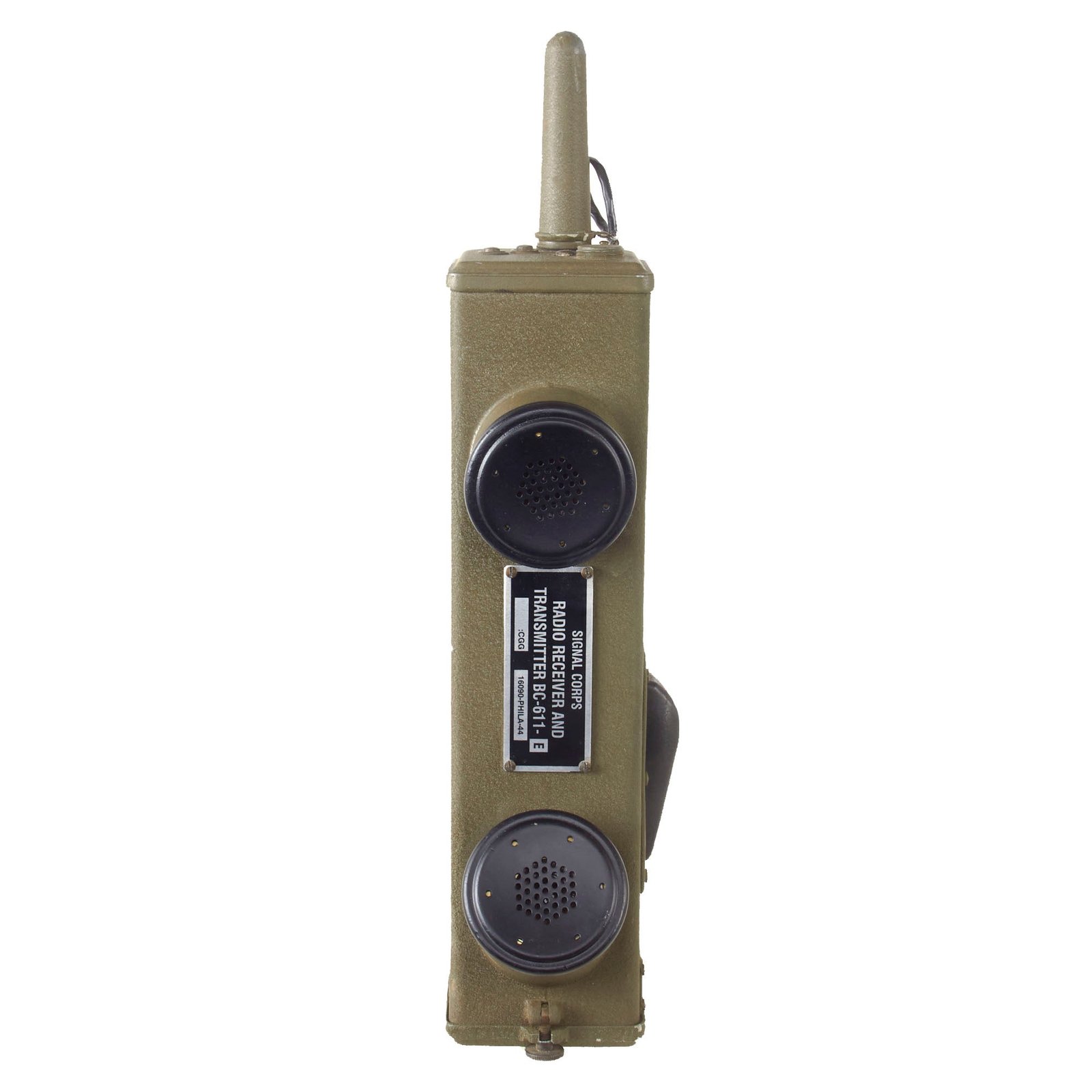Original U.S. WWII Handie Talkie SCR-536 Radio Transceiver BC-611-C with Reproduction Data Plate