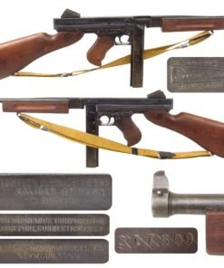 Original U.S. WWII Thompson M1A1 Display Submachine Gun Serial NO. 98343 with Magazine, Inert Ammo, and Spares - Original WWII Parts