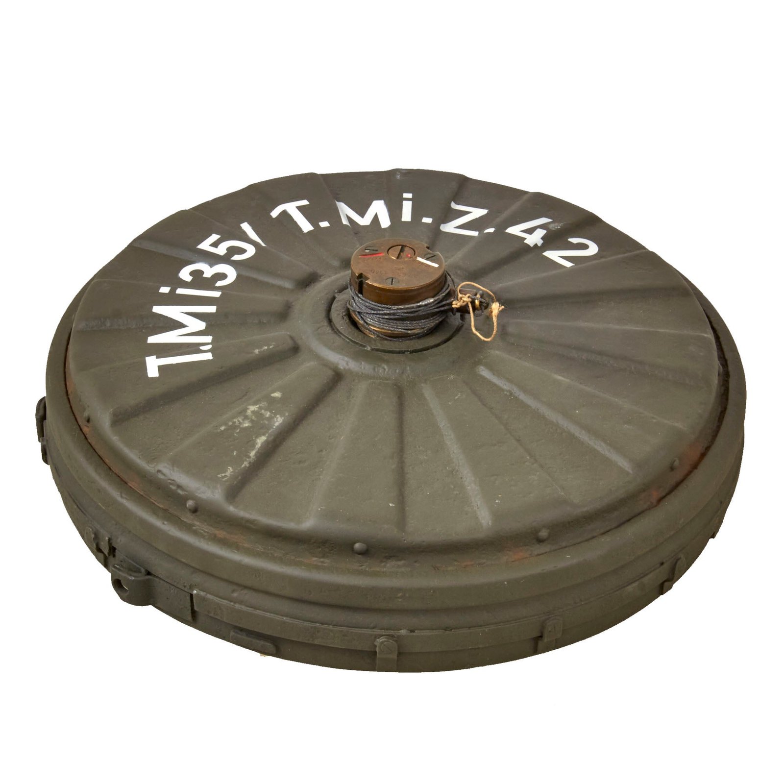 Original German WWII Scarce Restored 1942-Dated Anti-Tank Tellermine T.Mi.35 S Inert Mine with 1940-Dated Fuse by Richard Rinker
