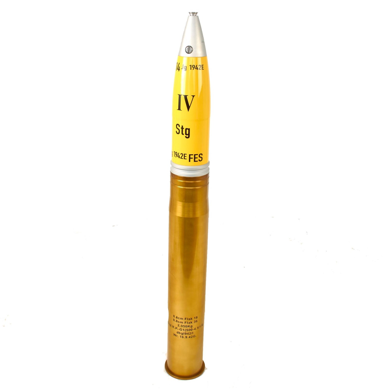 Museum Quality Replica German MC123 88 Air Defense Weapon Round & Casing with Replicated Markings by Armae