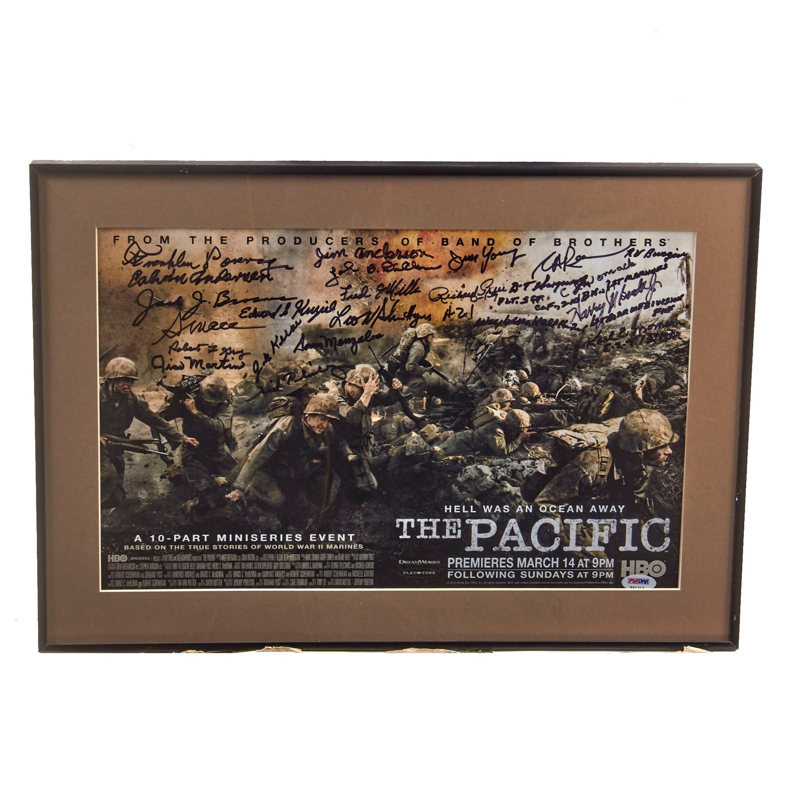 Original U.S. HBO’s “The Pacific” Framed Poster Signed by 23 The Pacific Veterans - 14 ¼ x 20 ¼”
