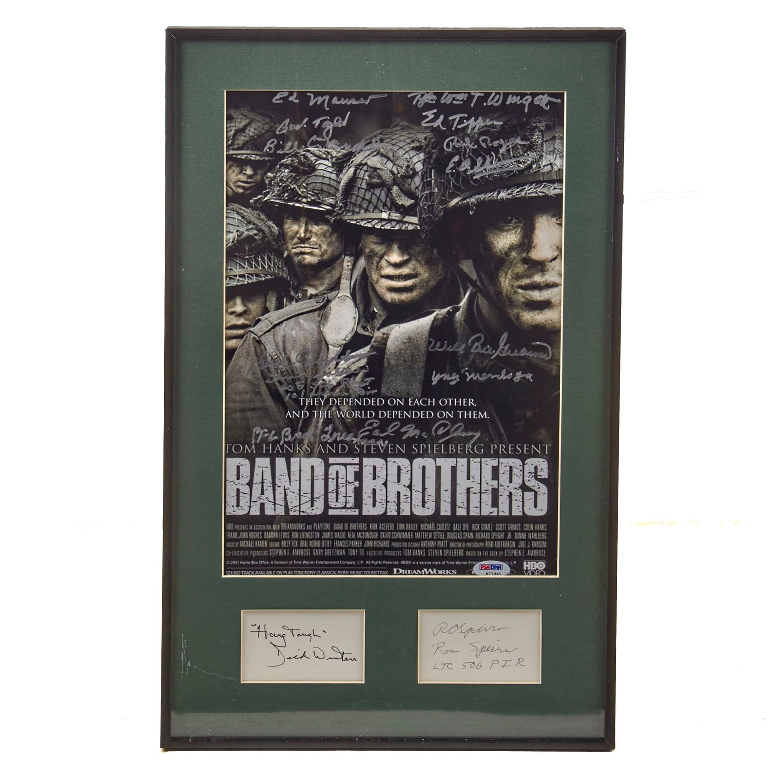 Original U.S. WWII Framed “Band of Brothers” Poster with 15 Total Signatures of Veterans Including Dick Winters, Ronald Speirs, “Wild Bill” Guarnere and Others with Certificate of Authenticity - 12¼ x 20¼”