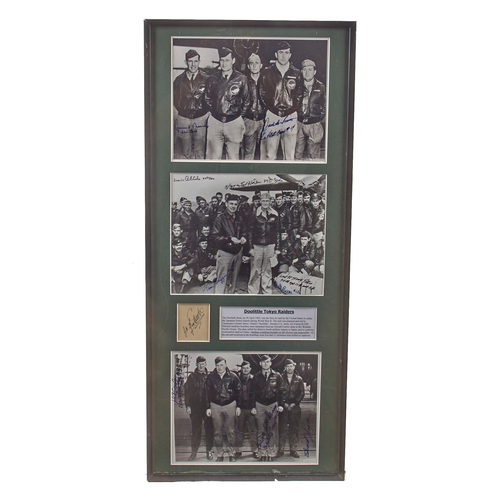Original U.S. Framed Group of Doolittle Raiders Autographs with General Doolittle’s Signature and 10 Others - 13¼ x 30¼”