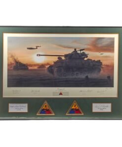 Original Signed Limited Edition Print: Framed “Unstoppable” by Gareth Hector Signed by Four Tank Commanders with Two Additional Signatures & Armored Patches - ME 48/100 - 26 ¼ x 34 ¼”
