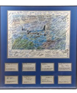 Original Signed Limited Edition Print: Framed “Atomic Warfare is Born” by Harley Copic Signed by ~200 Members of 509th Composite Group Including Enola Gay Pilot Paul Tibbets with 8 Additional Signatures in Frame - 30 ¼ x 32 ¼”