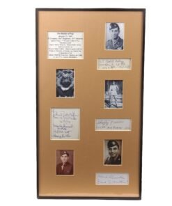 Original U.S. WWII Framed “Band of Brothers” Battle of Foy Survivor Signatures with Photos - Five Signatures Total - 12¼ x 22¼”