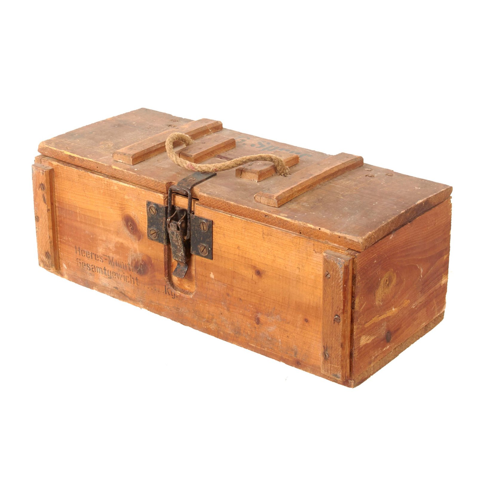 Original German WWII Rifle Grenade Transit Chest with Rope Handle & Functional Latch