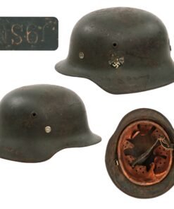 Original German WWII Single Deca M40 Army Heer Steel Helmet with 59cm Liner and Broken Chinstrap - NS66