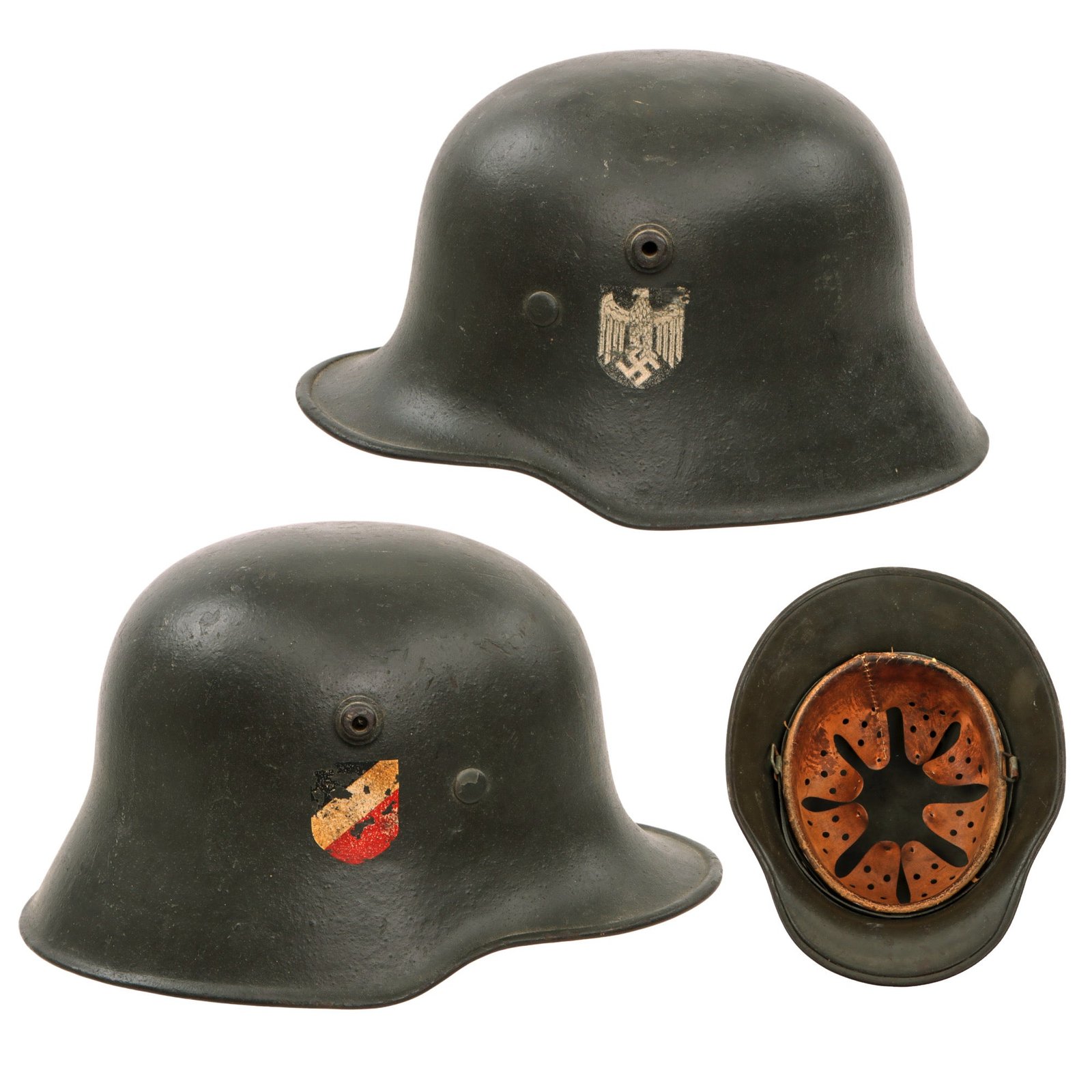 Original German WWII M18 Transitional Heer Army Double Decal Helmet with 55cm Liner - Stamped Si.62