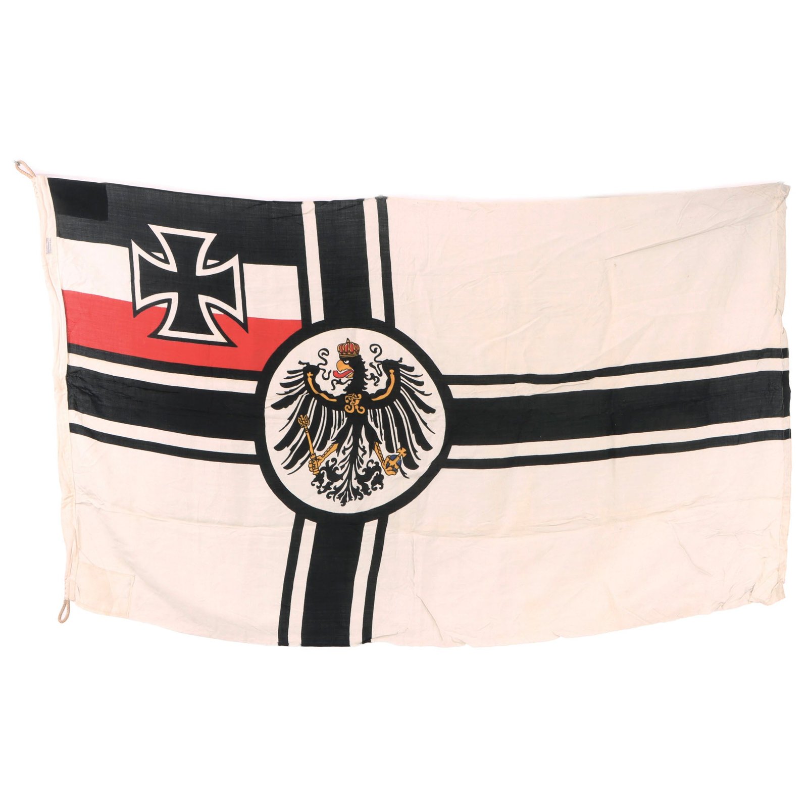 Original German WWII Kriegsmarine 100cm x 170cm Old Imperial War Flag Navy Ensign with Maker Tag - Kaiserliche Reichsflagge