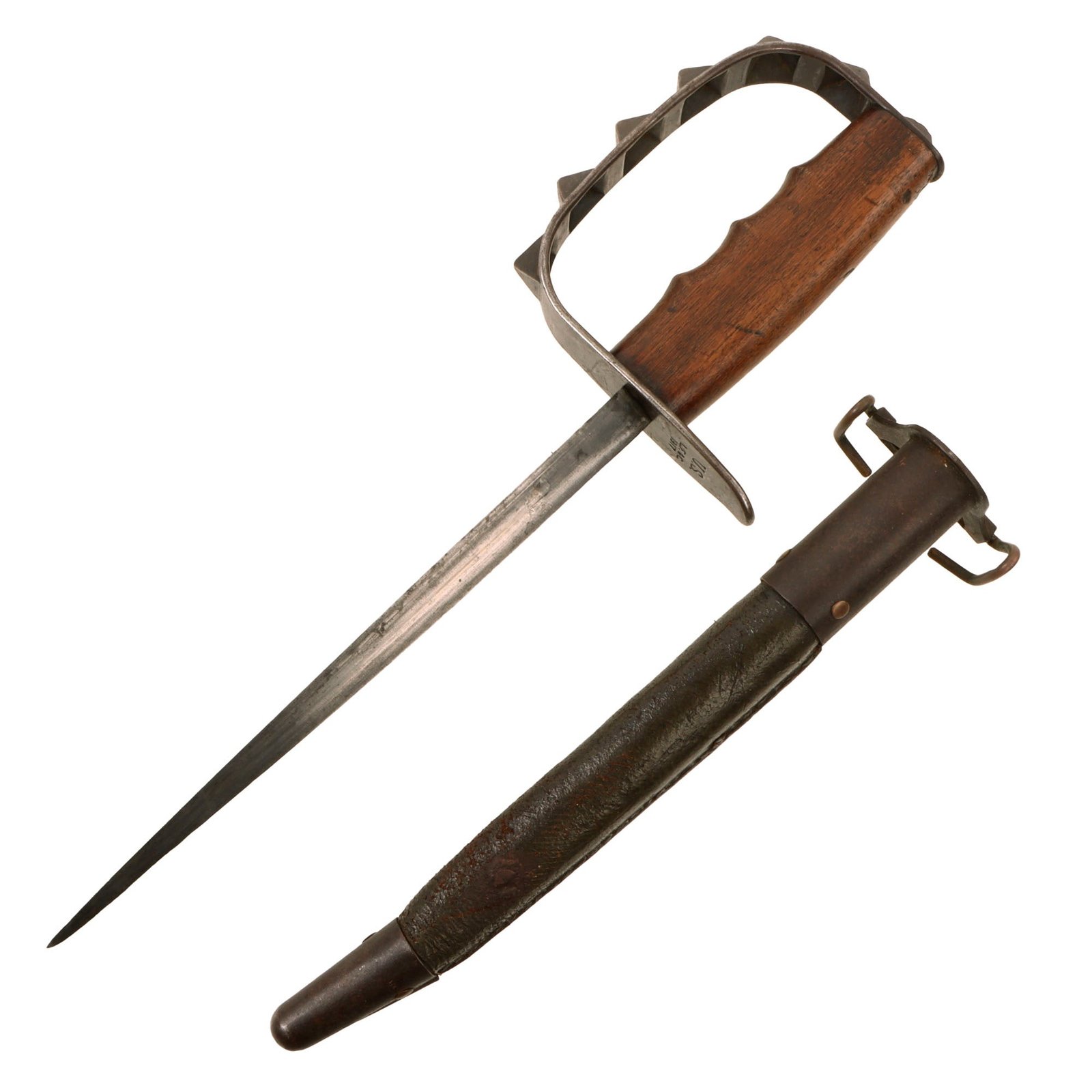 Original U.S. WWI M1917 Knuckle Duster Trench Knife with Original Scabbard