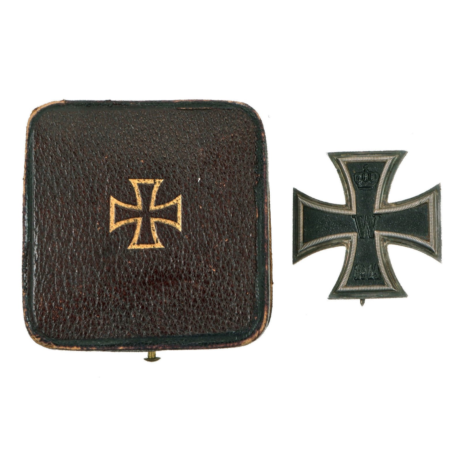 Original Imperial German WWI Cased Prussian Iron Cross First Class 1914 with Pinback by Sy & Wagner of Berlin - EKI