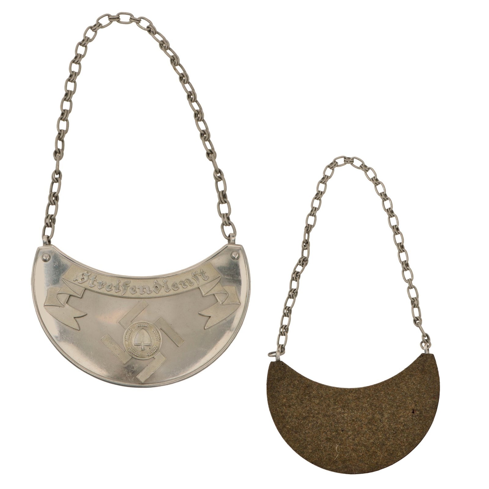 Original German WWII Excellent RAD National Labor Service Patrol Duty Gorget with Chain - Streifendienst