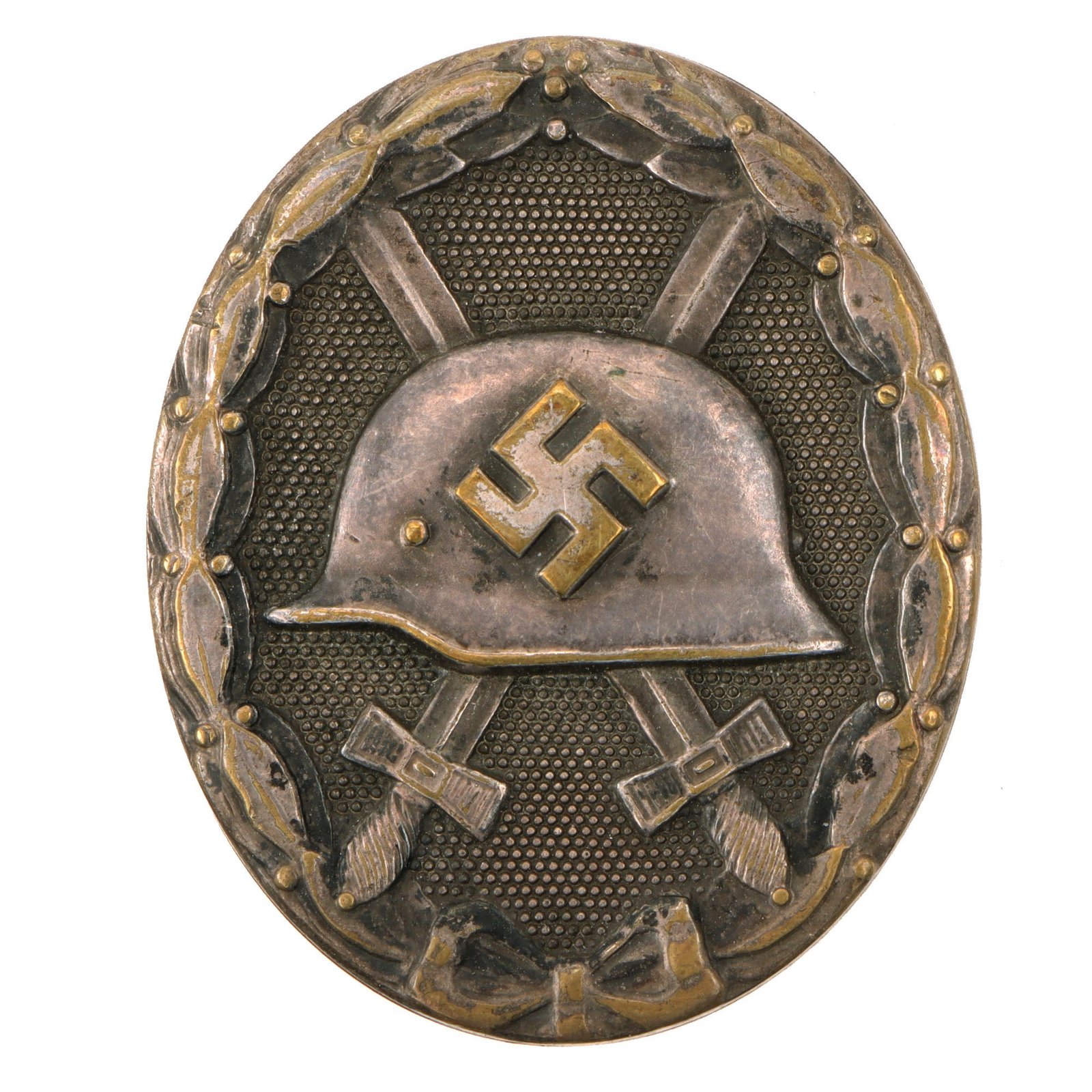 Original German WWII Early Brass Construction Second Class Silver Wound Badge by Main Mint of Vienna