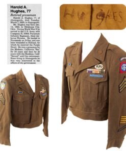 Original U.S. WWII Named 508th PIR 82nd Airborne Division Uniform Ike Jacket with Star-Embedded Paratrooper Wings & Ribbon Bar - Harold Allen Hughes