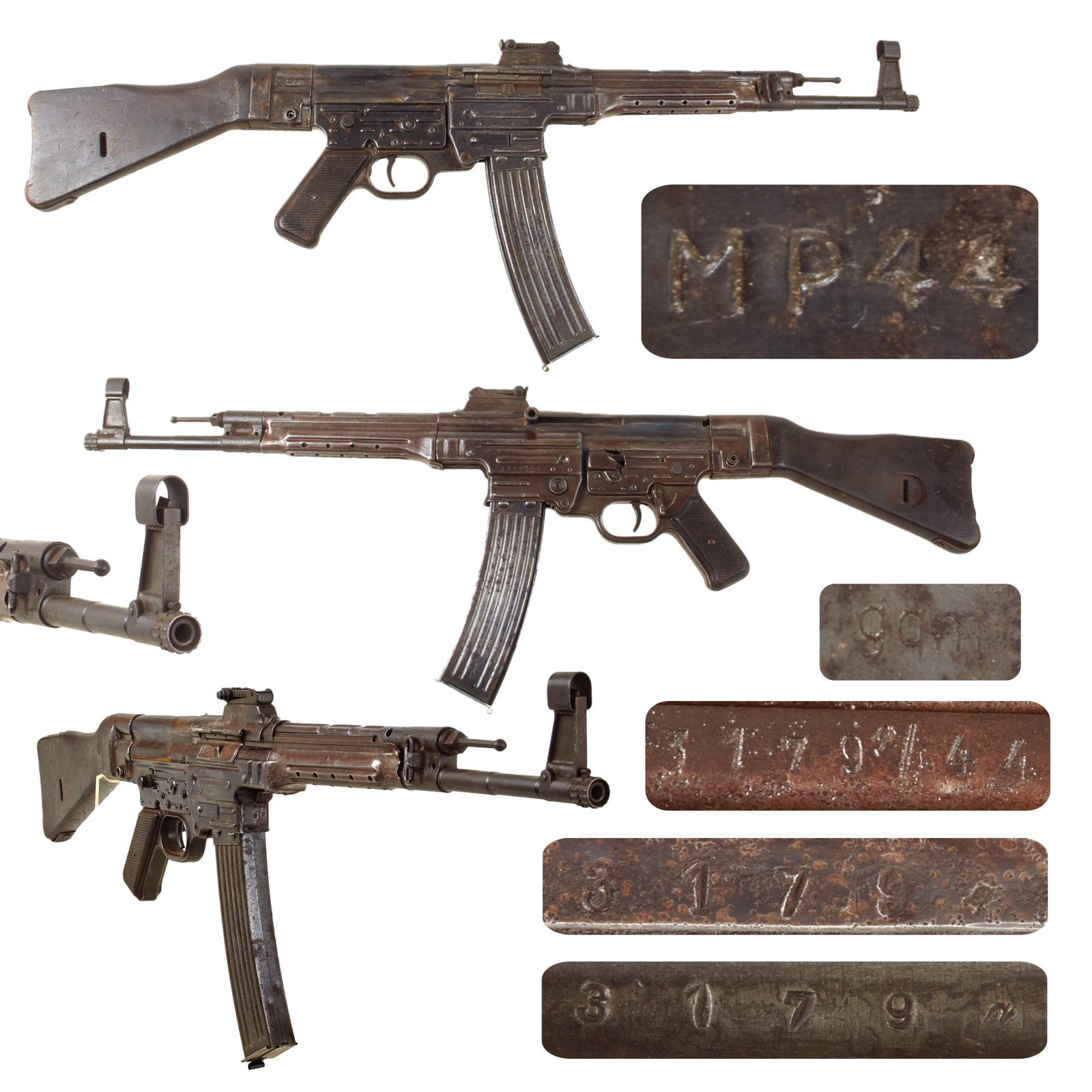 Original German WWII MP44 STG 44 Sturmgewehr Demilled Receiver Display Gun Dated 1944 - Matching Serial 3179 q - Claimed Battle of the Bulge Battlefield Pickup
