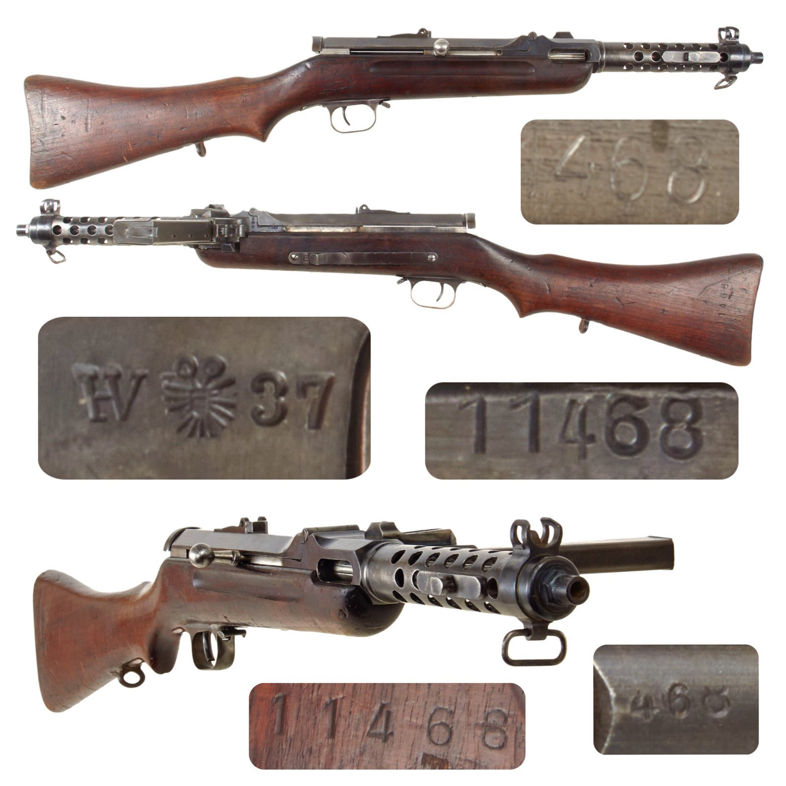 Original German WWII 1937 Dated Austrian Police MP30 Steyr Solothurn Display Submachine Gun with Magazine - Matching Serial 11468