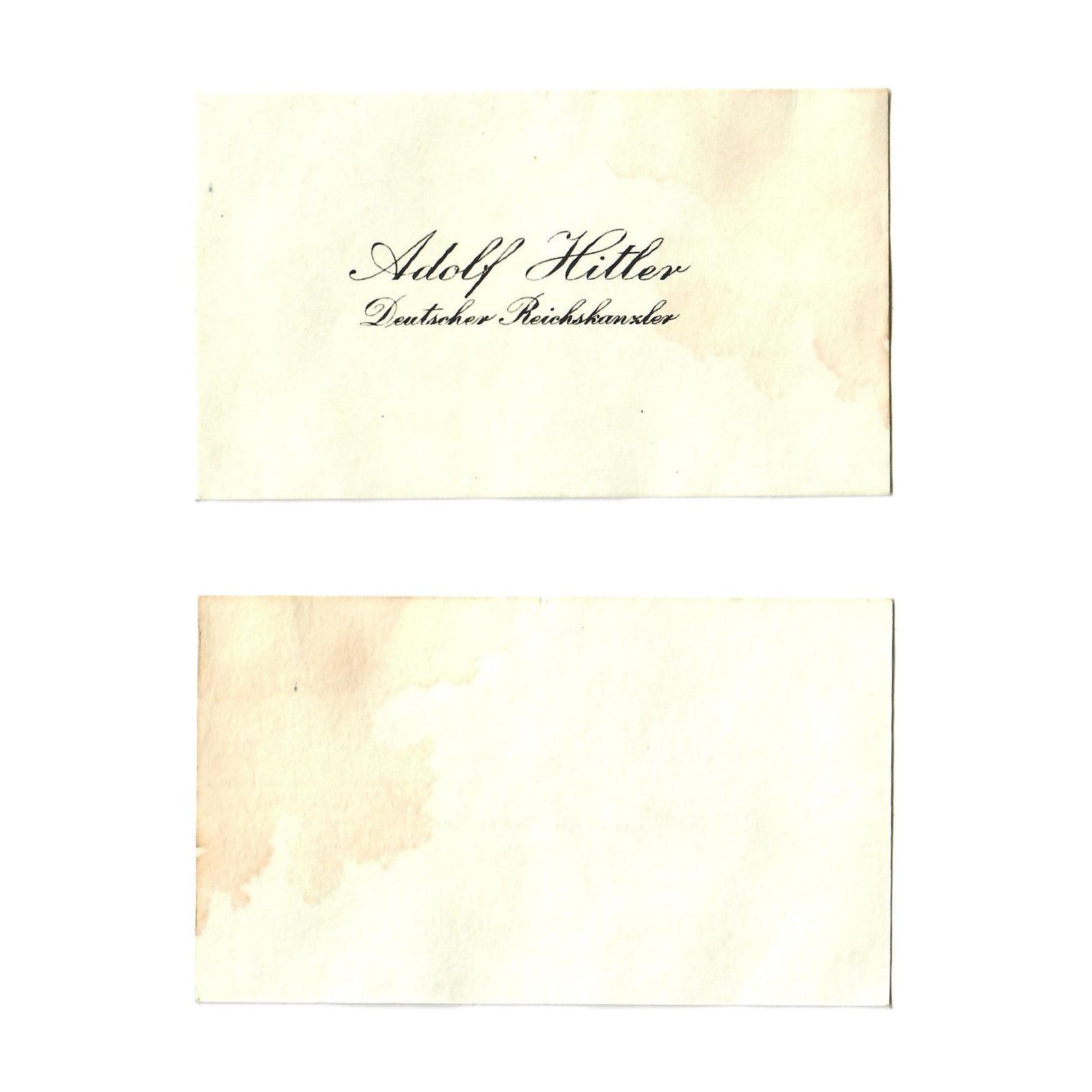 Original German WWII Deutscher Reichskanzler Der Führer Adolf Personal Calling Card
