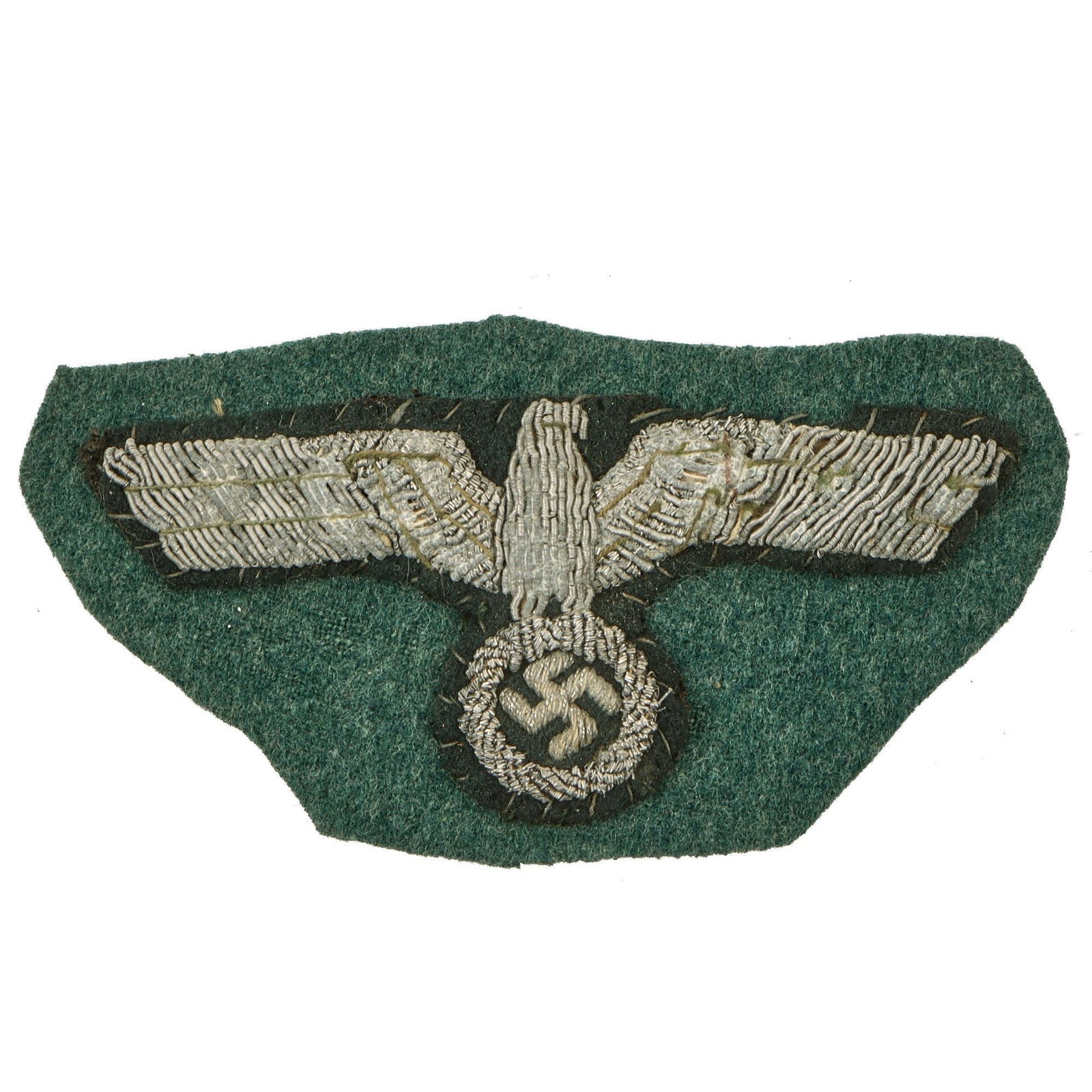 Original German WWII Heer Army Officer Hand Embroidered Bullion Breast Eagle - Field Uniform Cutoff
