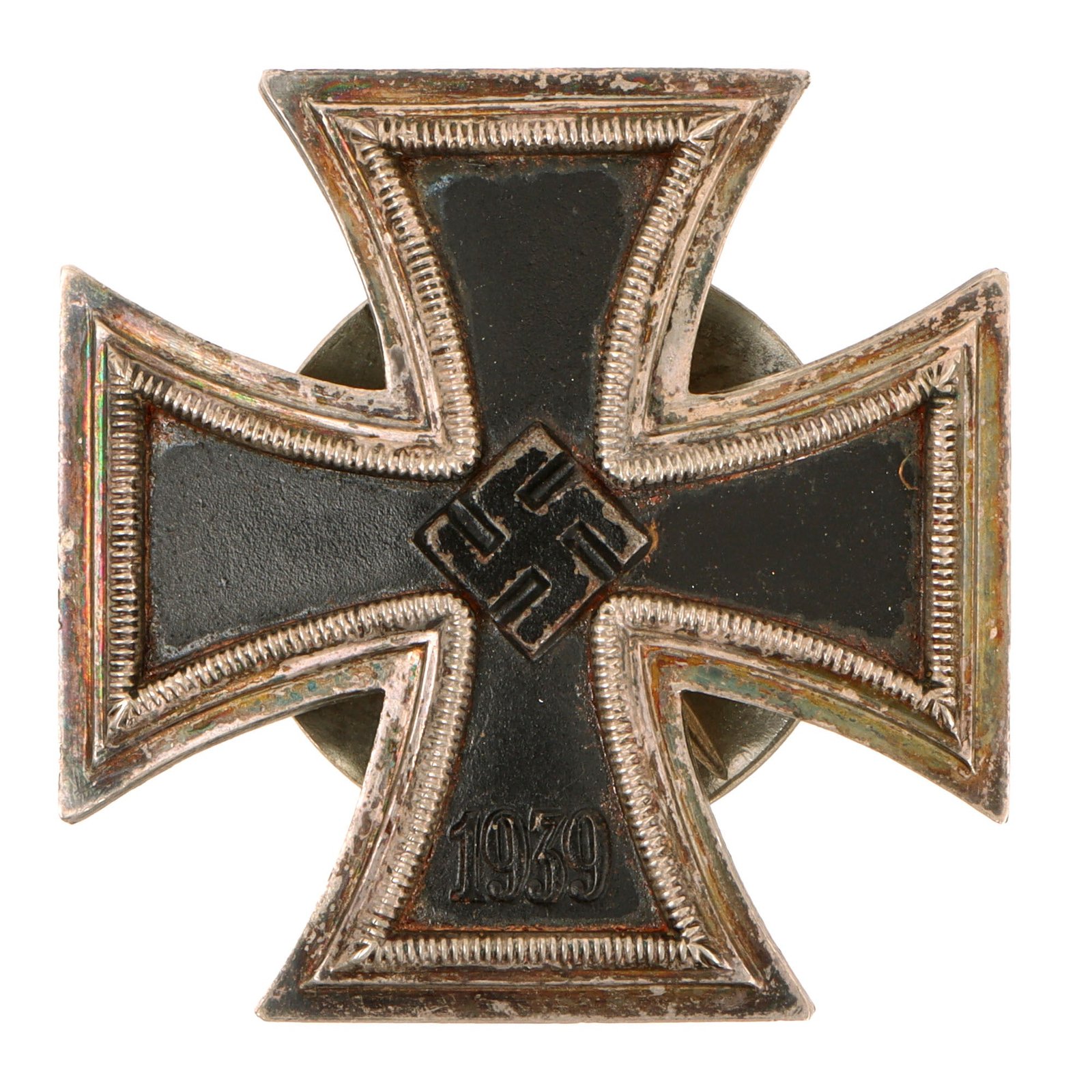 Original German WWII Vaulted Screw Back Iron Cross First Class 1939 by Glaser & Sohn of Dresden - EKI