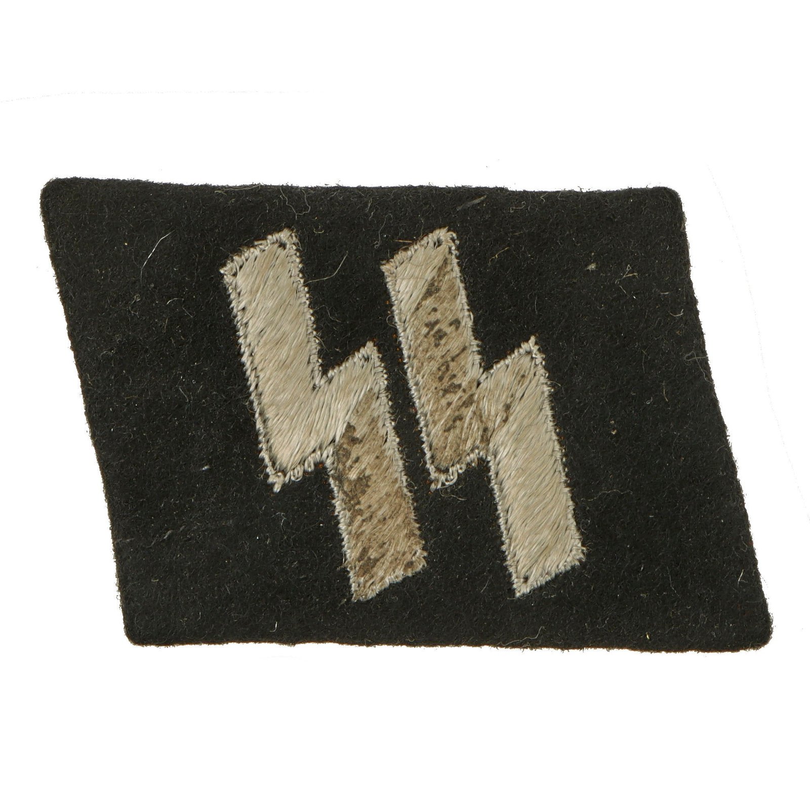 Original German WWII SS EM/NCO Type 2 Double Sig Rune Collar Tab - Schutzstaffel