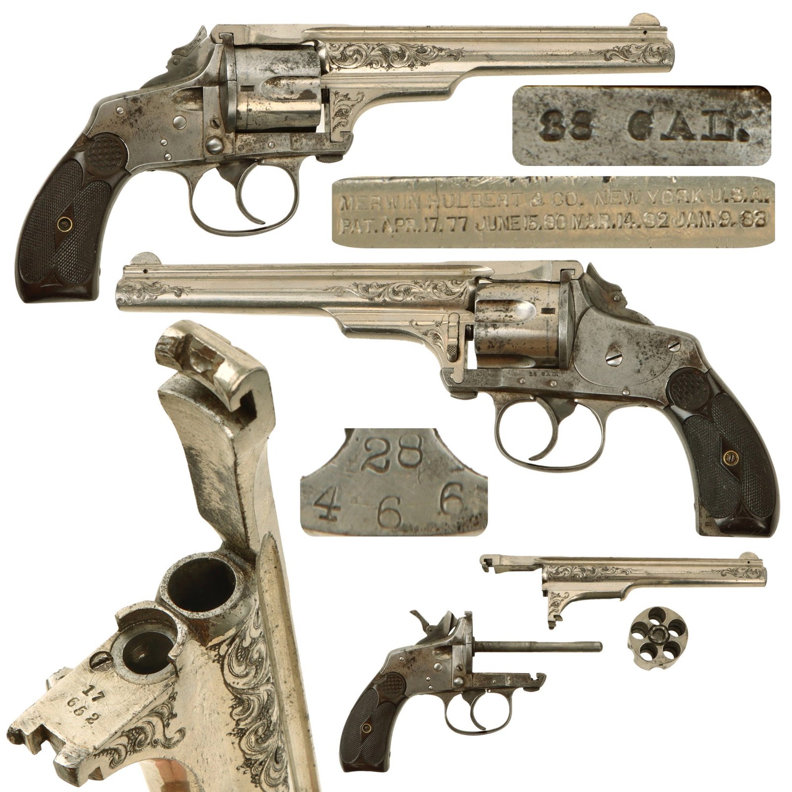 Original U.S. Merwin Hulbert & Co. .38cal Medium Frame Double Action Revolver with 5 1/2" Barrel and Folding Hammer - Serial 28466