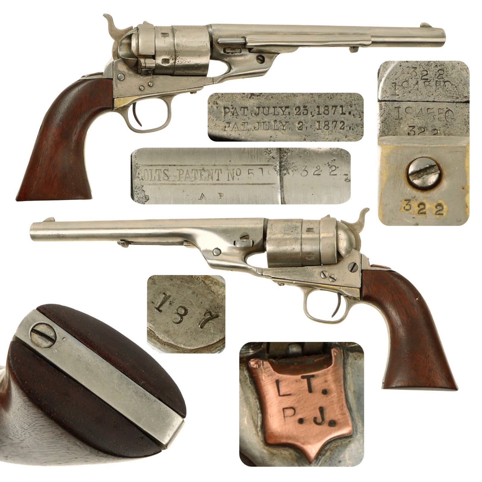 Original U.S. Indian Wars Colt Model 1860 Army .45 Richards Centerfire Converted Revolver Made in 1869 - Serial 184550