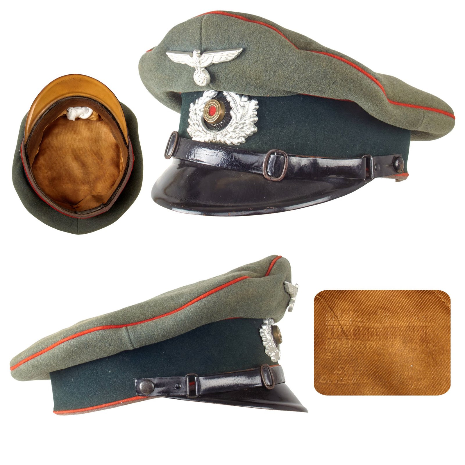 Original German WWII Heer Army Artillery EM/NCO Schirmmütze Visor Crush Cap with Faded Markings