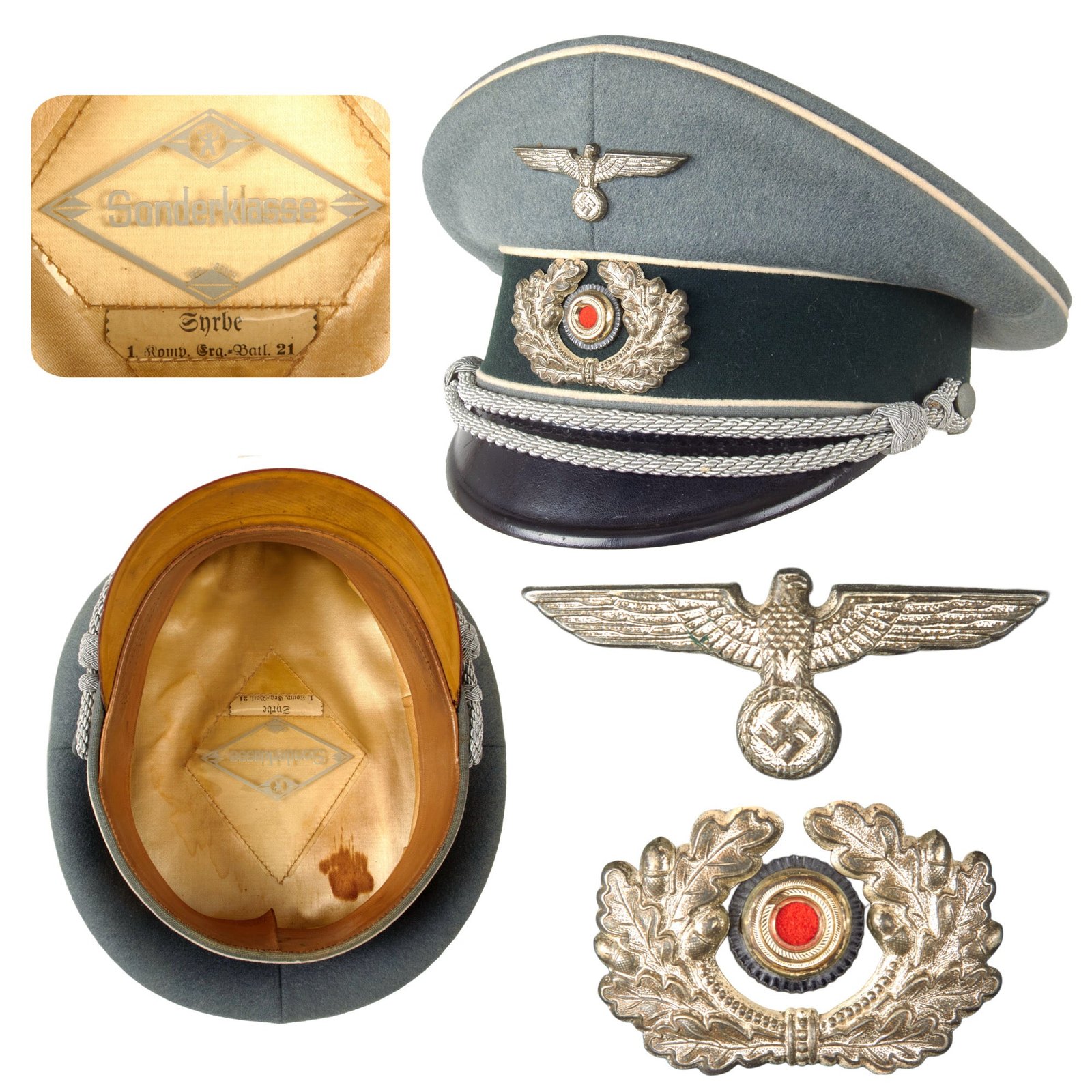 Original German WWII Named and Unit Marked Army Heer Infantry Officers Schirmmütze Visor Cap