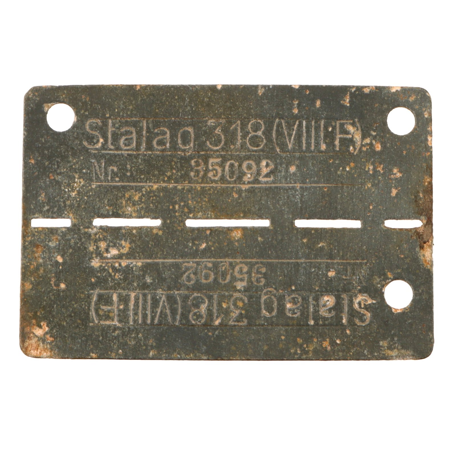 Original German WWII Stalag 318 Stalag VIII-F Russian Prisoner Dog Tag