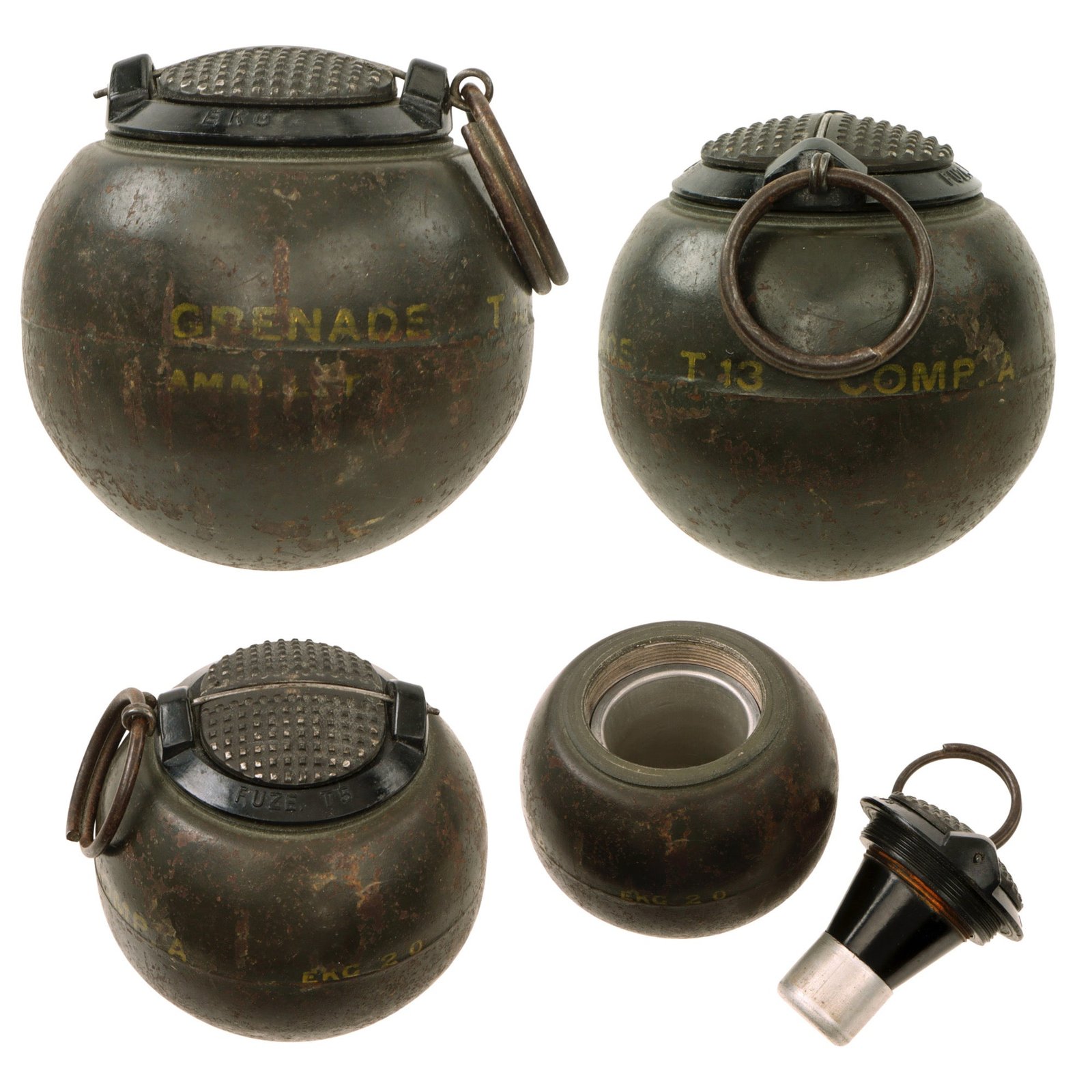 Original Rare U.S. WWII O.S.S. Issue T13 Beano Grenade Manufactured by Eastman Kodak Company - Inert