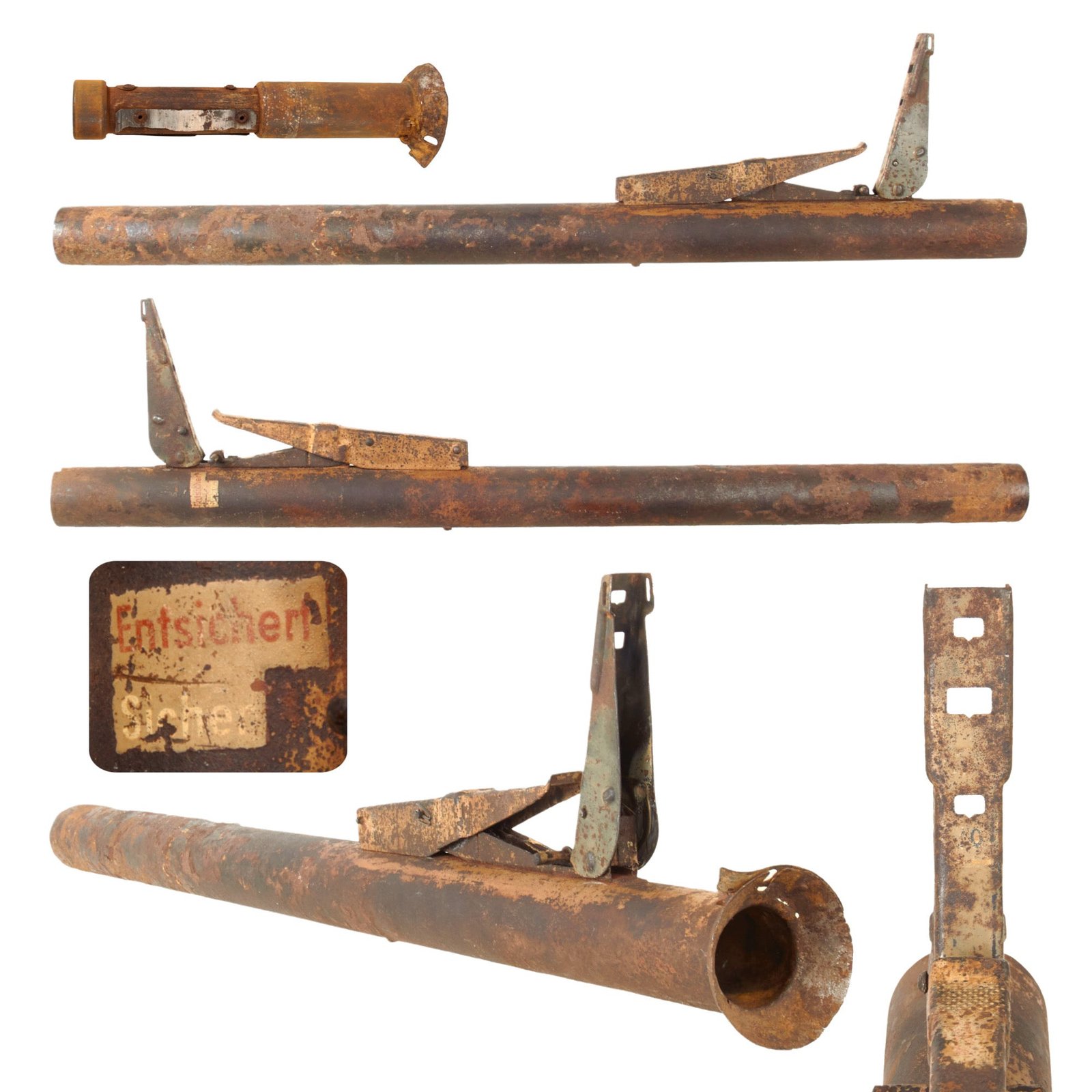 Original German WWII Inert Panzerfaust 60 Anti-Tank Rocket Launcher Tube with Rocket Tail - Original Paint and Markings