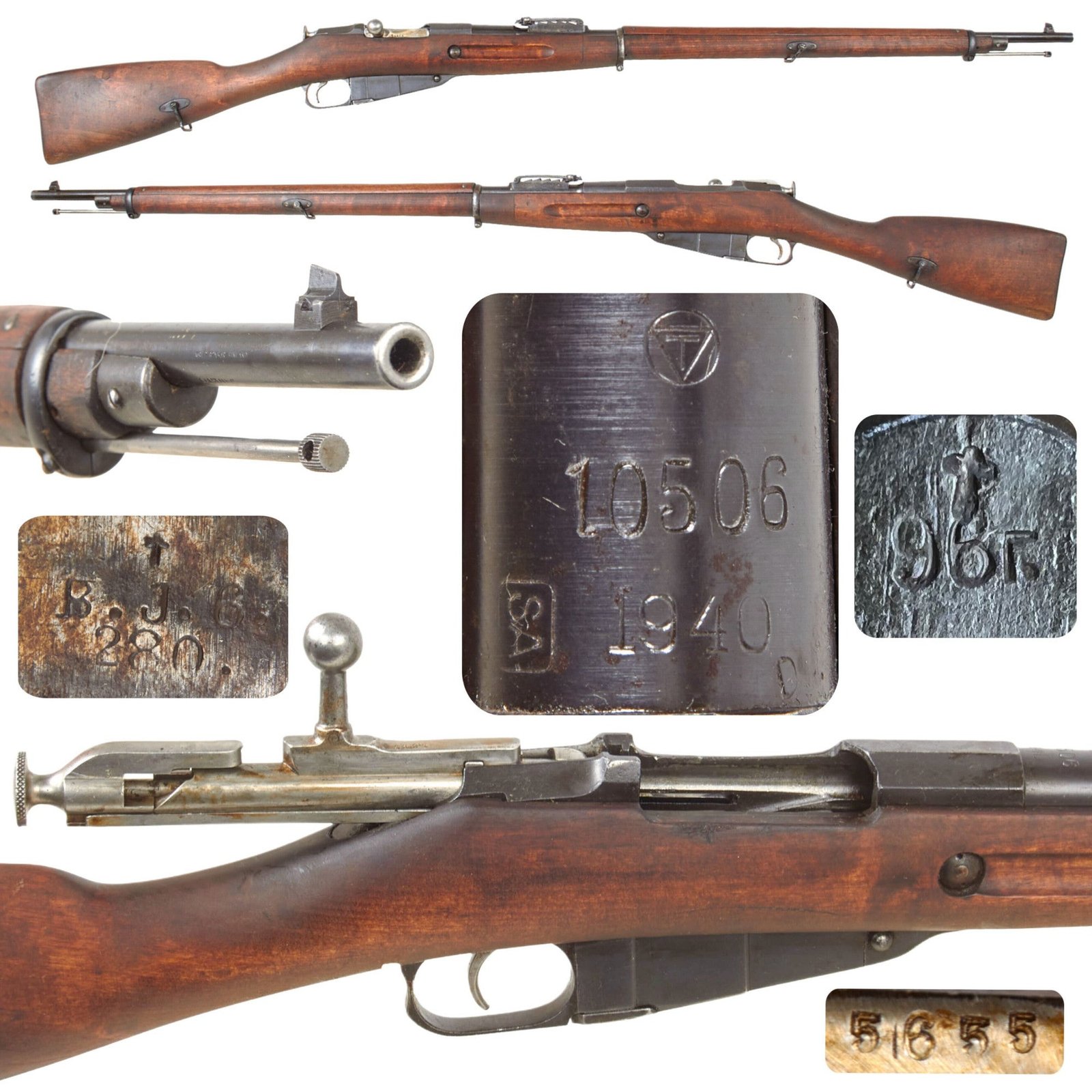 Original Finnish Continuation War Mosin-Nagant M/91 Infantry Rifle Serial 10506 with 1940 Dated Tikkakoski Barrel - Antique Tula Receiver Dated 1896