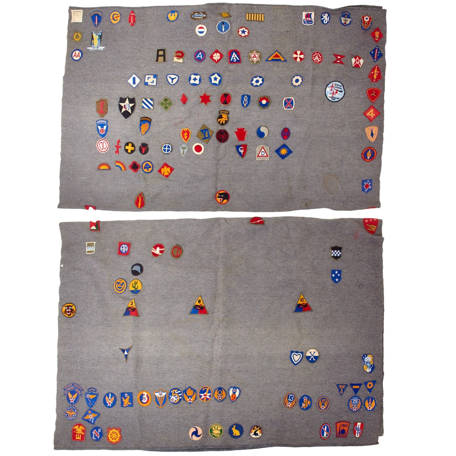 Original U.S. WWII Captured Japanese Naval Landing Forces Issue 130-Patch Souvenir Patch Blanket with Data Tag - 60 x 84”