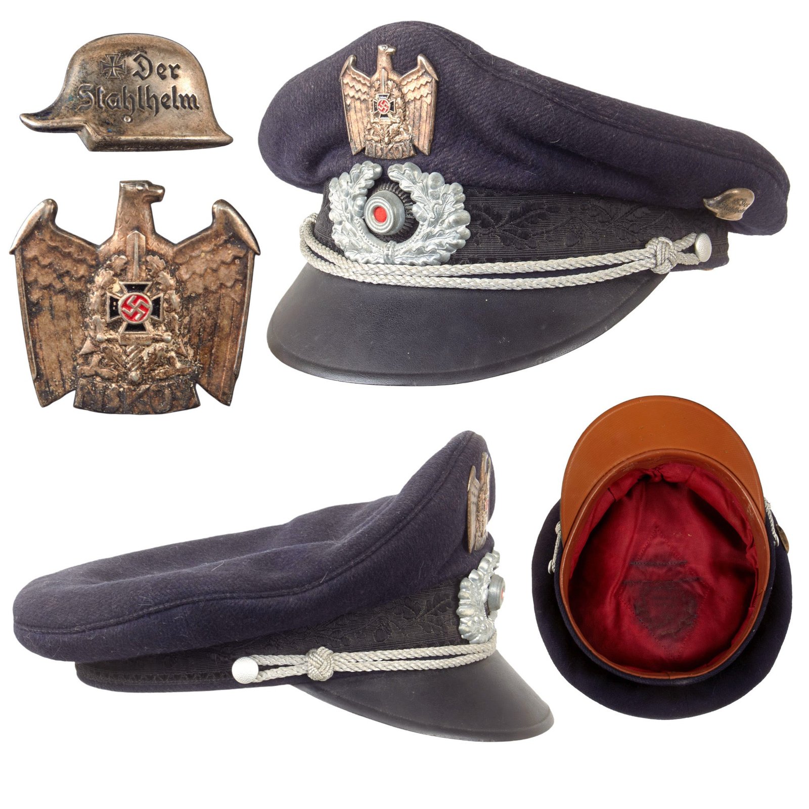 Original German WWII National Socialist War Victim's Care Leader's Schirmmütze Visor Cap with Stahlhelmbund Pin