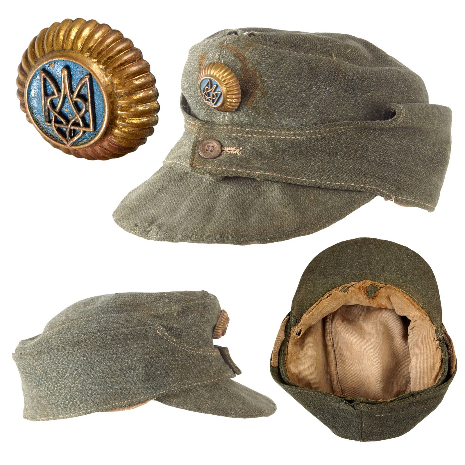 Original German WWII Ukranian Liberation Army YVV German Foreign Volunteers Field Cap with YBB Badge - Field-Made