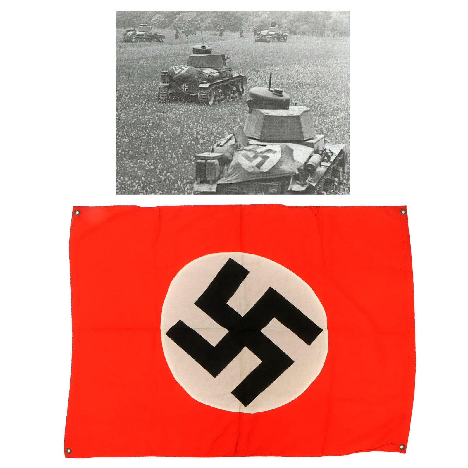 Original German WWII Panzer Tank and Vehicle Identification Flag - 29" x 39"