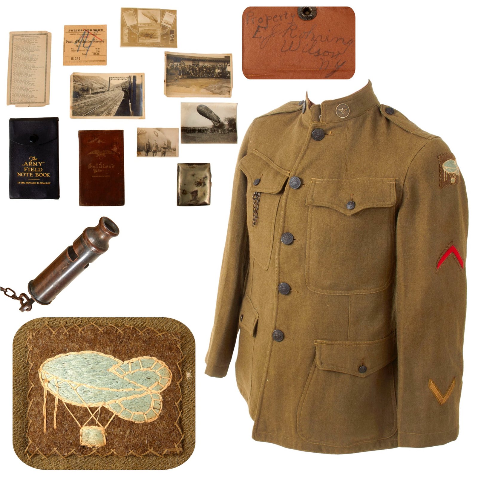 Original U.S. WWI 66th Balloon Company Uniform & Photo Grouping with Diary of Comrade - Elwood J. Rohring