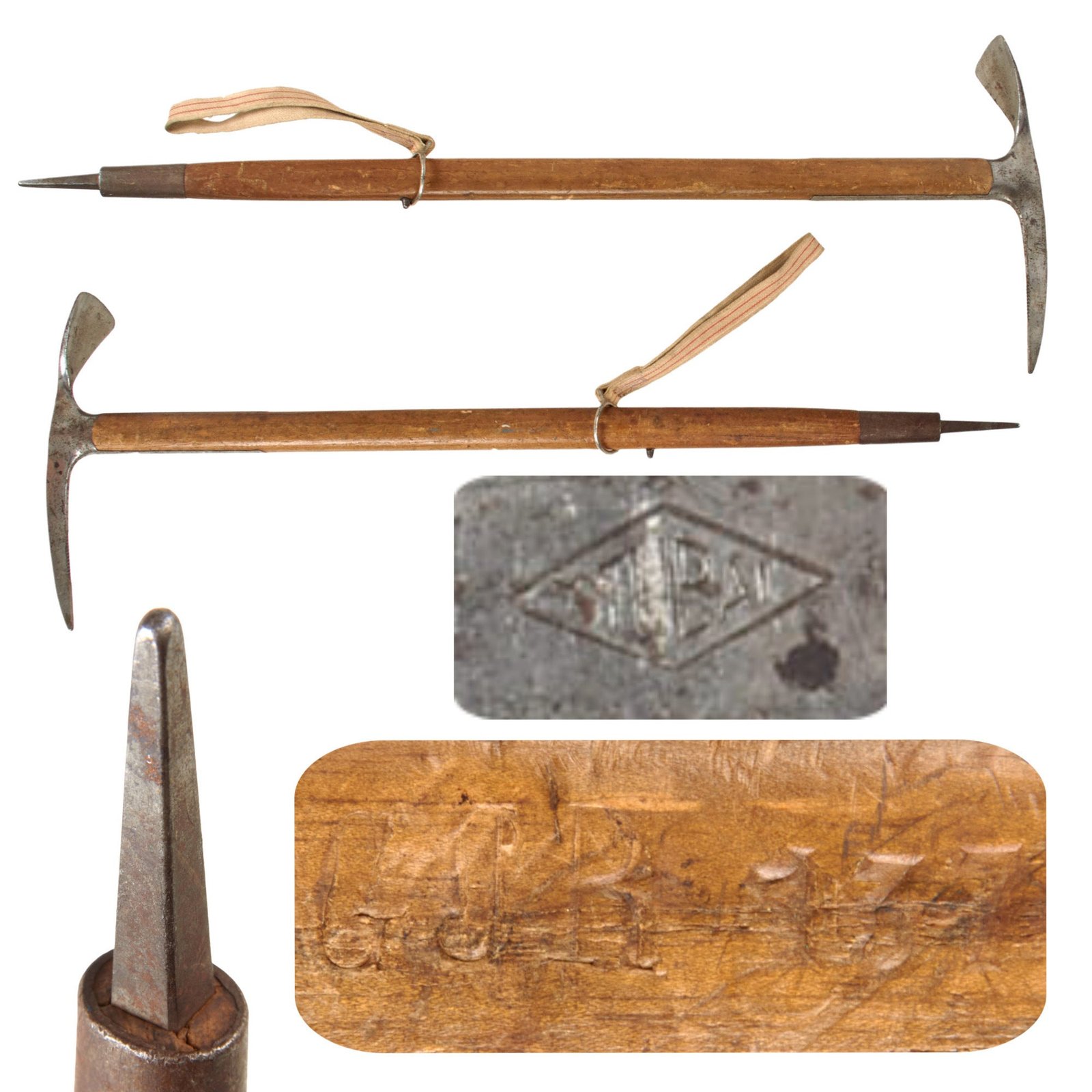 Original German WWII Austrian-Made 137th Mountain Hunters Regiment Mountain Trooper’s Ice Pickaxe - Unit Marked - Gebirgsjäger Spitzhacke