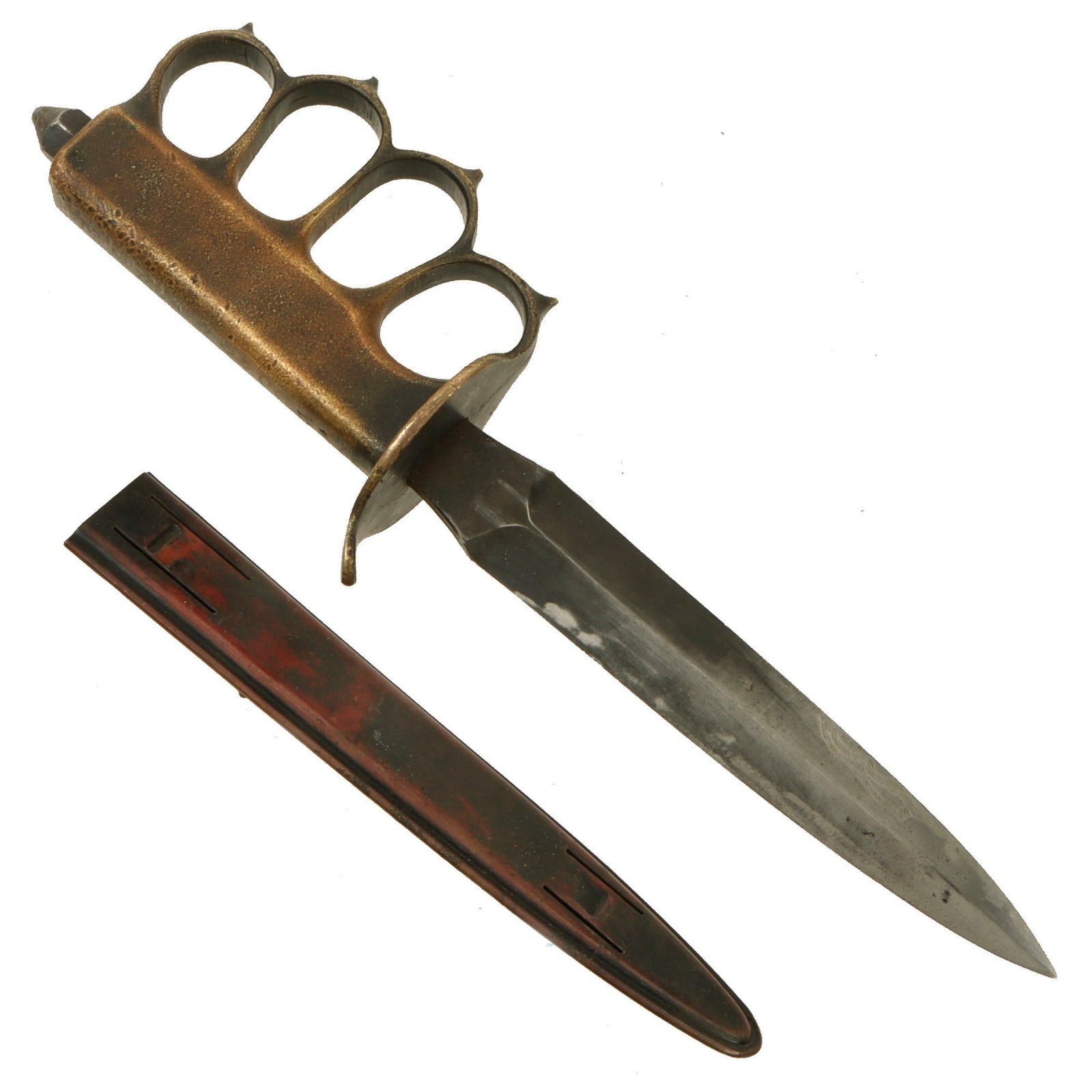 Original U.S. WWI Model 1918 Mark I Trench Knife by L. F. & C. with Matching Steel Scabbard
